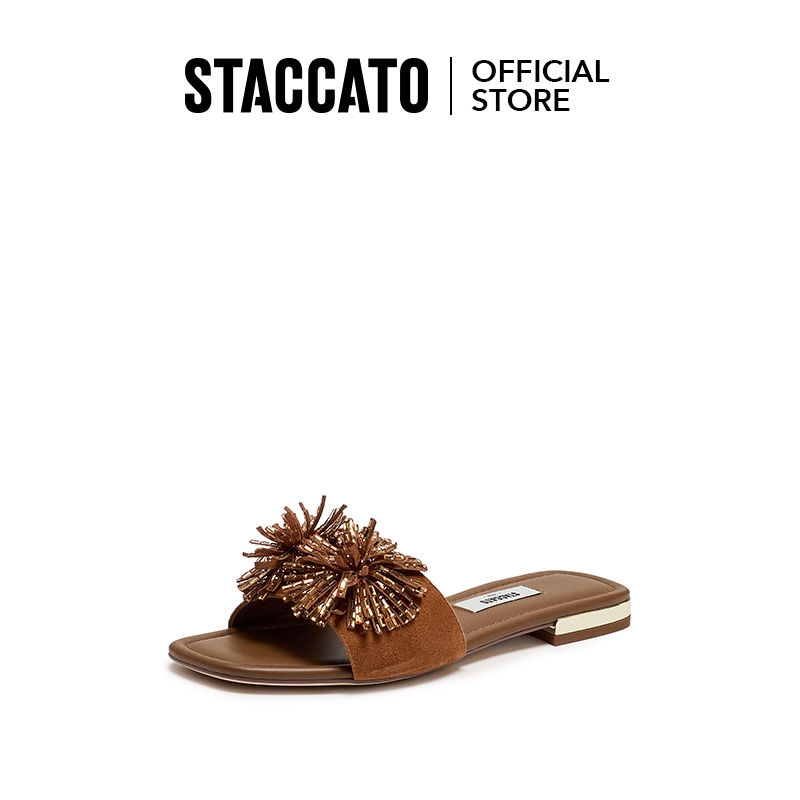 Staccato Women's Flat Sandals รองเท้าแตะส้นแบน รองเท้าแตะ พื้นนุ่ม EEQ32