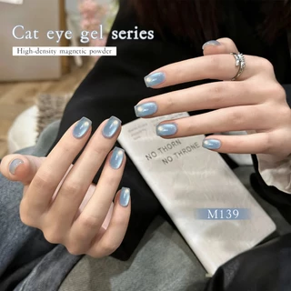 XEIJAYI 10ml-Super Glossy Light Blue Cat Eye Gel Nail Polish เหมาะสำหรับงาน DIY