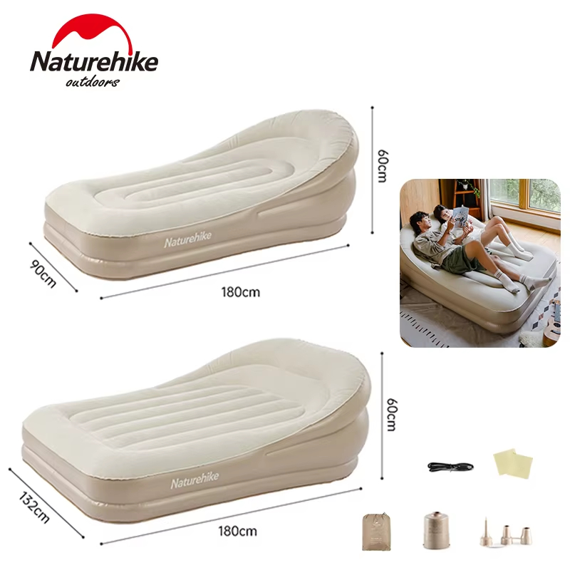 Naturehike โซฟาเป่าลมพร้อมปั๊มในตัวเตียงลมแบบพกพา Lazy Lounger Camping ที่นอน