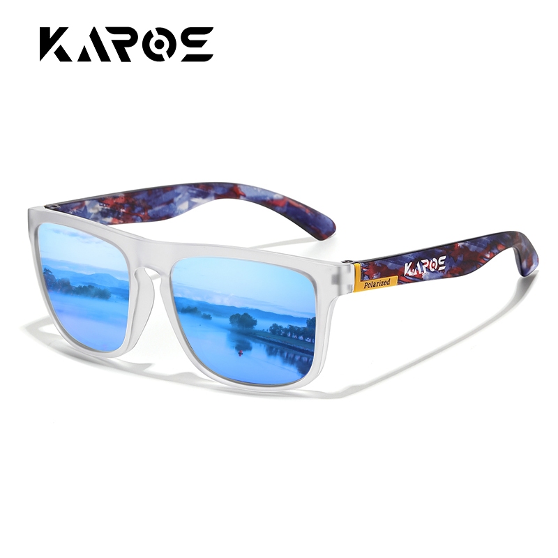 แว่นตากันแดดโพลาไรซ์ KAROS ทรงสแควร์ สไตล์วินเทจ เหมาะสำหรับผู้ชายและผู้หญิง พร้อมใช้งานในการตกปลาระหว่างวันหรือขณะขับรถ
