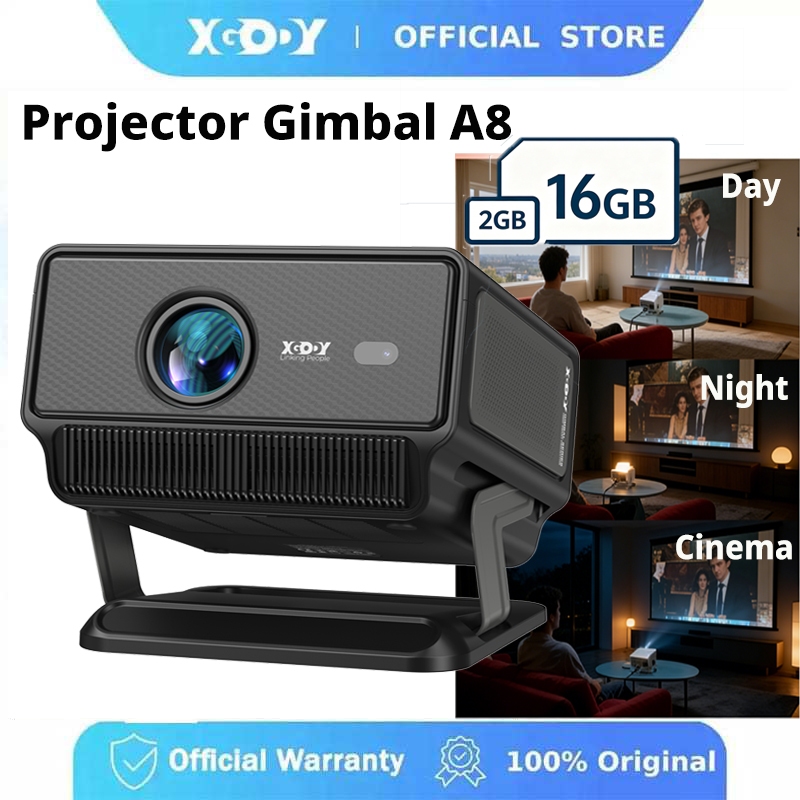 [ใหม่] XGODY Gimbal A8 1300 ANSI Projector, 2+16GB, Calibrationอัจฉริยะ,โปรเจคเตอร์พกพา,Android 14.0,อัพเกรดใหม่