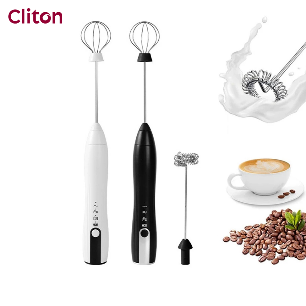Cliton เครื่องตีฟองนมไฟฟ้าแบบชาร์จไฟได้เครื่องผสมมือถือไร้สายสําหรับกาแฟ Frappe Latte Matcha