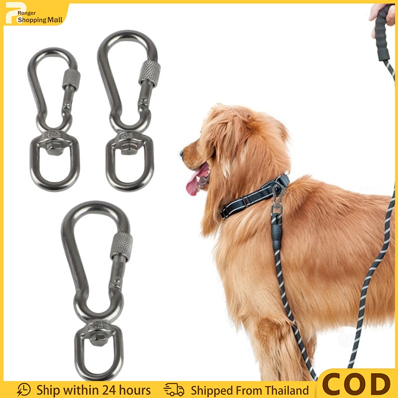 (COD）2pcsตะขอเอนกประสงค์ สแตนเลส 304 หมุนได้ มีเกลียวล็อค สำหรับพวงกุญแจ สัตว์เลี้ยง กิจกรรมกลางแจ้ง