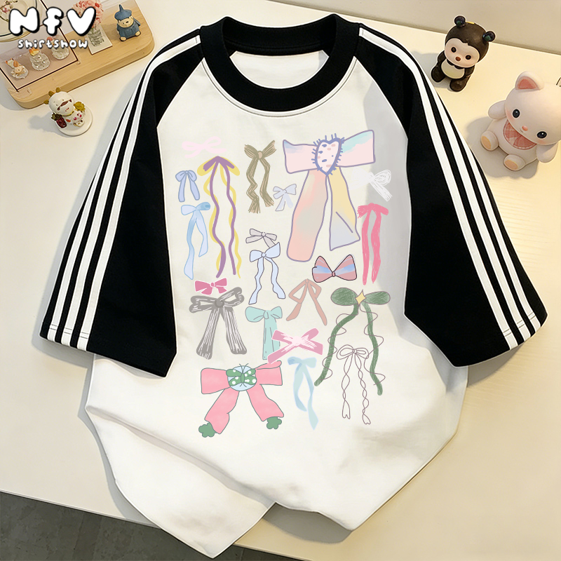 NFVใ หม่ล่าสุด✨ลายพิมพ์โบว์สีชมพู เสื้อยืดผู้หญิงoversized ผ้าฝ้ายแท้ ระบายอากาศ YG787 ราคา ถูกที่สุด ดีลบีเคเค แกลเลอรีภาพที่ 2