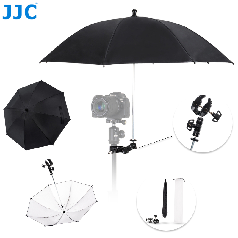JJC 65cm Camera Tripod Umbrella Mount Kit ร่มขาตั้งกล้อง 65 ซม. พร้อม 360° แคลมป์โลหะแบบปรับได้สําหร
