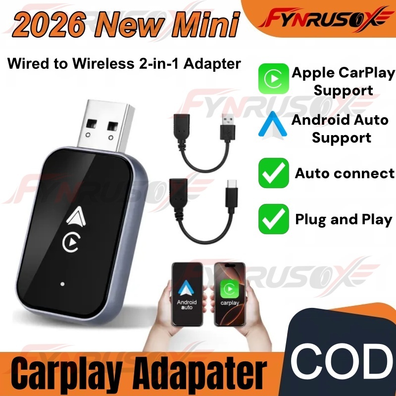 2-in-1 Wireless CarPlay & Android Auto Adapter แบบมีสายกับปลั๊กไร้สายและเล่น Android Auto Dongle Rec