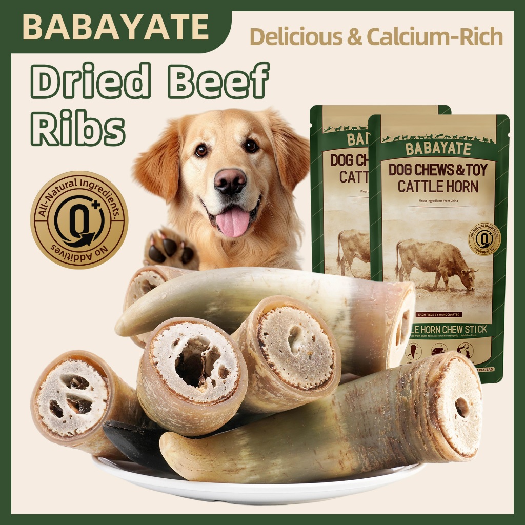 BABAYATE กระดูกเคี้ยวเขาโค – ขนมเคี้ยวธรรมชาติช่วยขจัดคราบหินปูน ออกฤทธิ์นาน ไม่มีกลิ่น ไม่มีสารเติมแต่ง ไม้เคี้ยวสำหรับสุนัขทุกสายพันธุ์