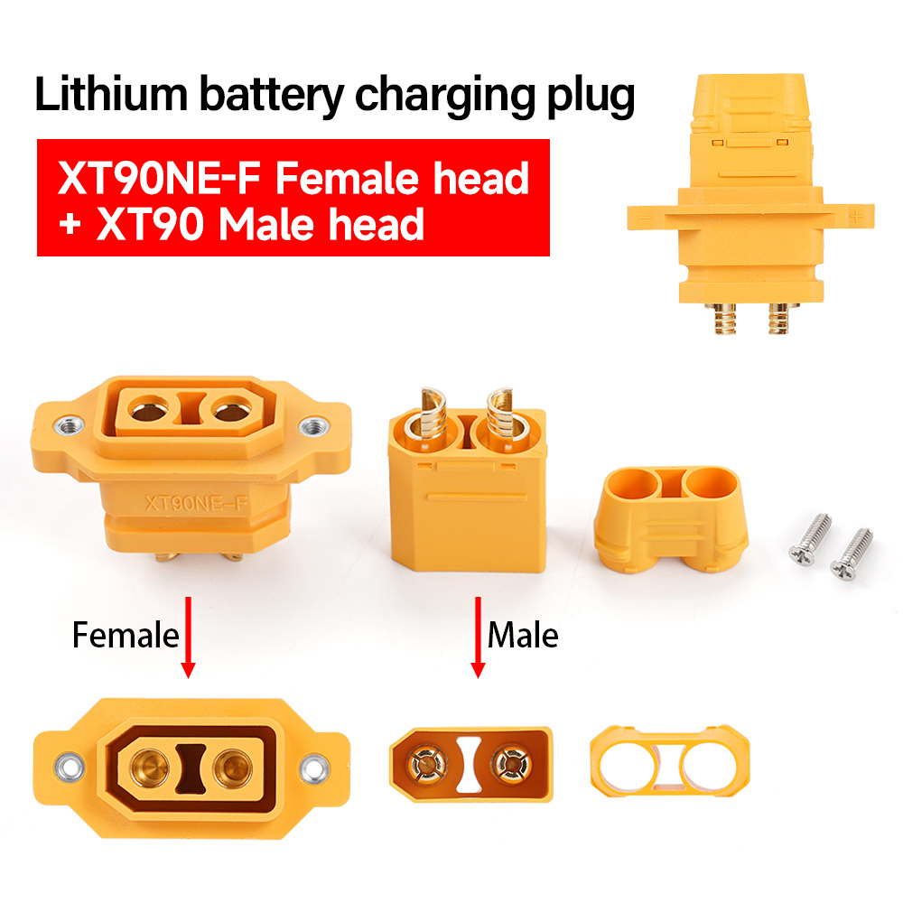 XT90NE-F XT90 Connector แบตเตอรี่ลิเธียมชาร์จพอร์ตปลั๊ก XT90 Mountable Connector ซ็อกเก็ตสีเหลืองสํา