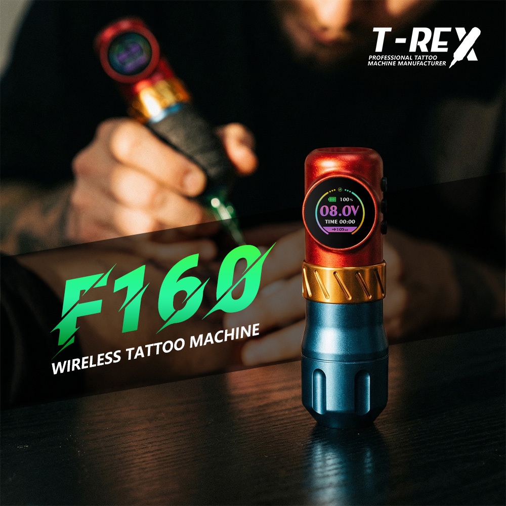 T-Rex F160 เครื่องสักไร้สาย Direct Drive Stroke 3.5mm มอเตอร์โรตารีแรงบิดสูง ปากกาสักมืออาชีพ