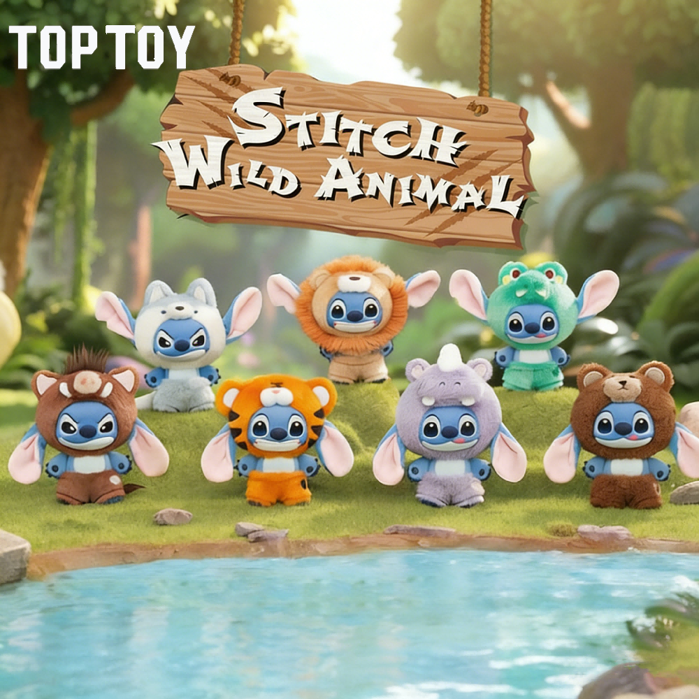 TOPTOY x Disney Stitch Wild Animal Series ตุ๊กตาไวนิลกล่องตาบอดตุ๊กตาพวงกุญแจกล่องตาบอดสะสมของขวัญวันเกิดของเล่นตุ๊กตากล่องตาบอด