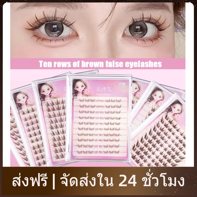 10 แถว คลัสเตอร์ขนตาปลอมสีน้ำตาลธรรมชาติ ขนตาปลอมเดี่ยวใช้ซ้ำได้ แถบบางใส ง่ายต่อการใช้งานสำหรับมือใหม่ นุ่มฟู น้ำหนักเบา แต่งหน้าประจำวัน เครื่องสำอางความงาม ส่งฟรี จัดส่งรวดเร็ว 24 ชั่วโมง