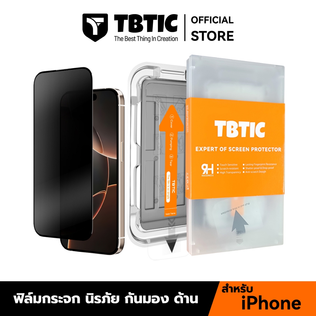 TBTIC ฟิล์มกันมอง+ด้าน Matte สำหรับ iPhone17/16 ProMax / 15 Pro Max/14/13/12/11/XR/XS/X กันรอย กันแตก Privacy เต็มจอ