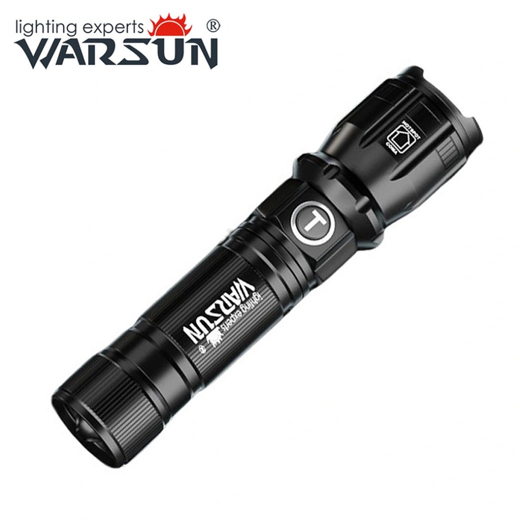Warsun DF328 2000LM ไฟฉายยุทธวิธี Super Bright USB-C ชาร์จ, IPX5 กันน้ํา, 3 โหมดฉุกเฉิน, ตกปลา, ผจญภัยจัดส่งฟรีและการรับประกัน