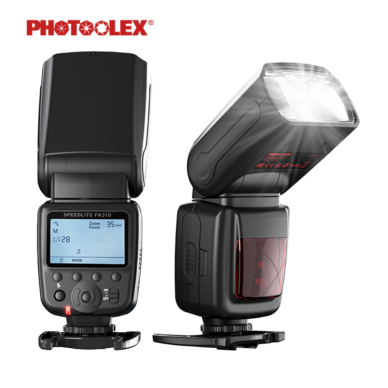 PHOTOOLEX FK310 แฟลชกล้อง GN33 5600K M/S1/S2 270° ภาพเหมือนแฟลชสากลการหมุนแนวนอน