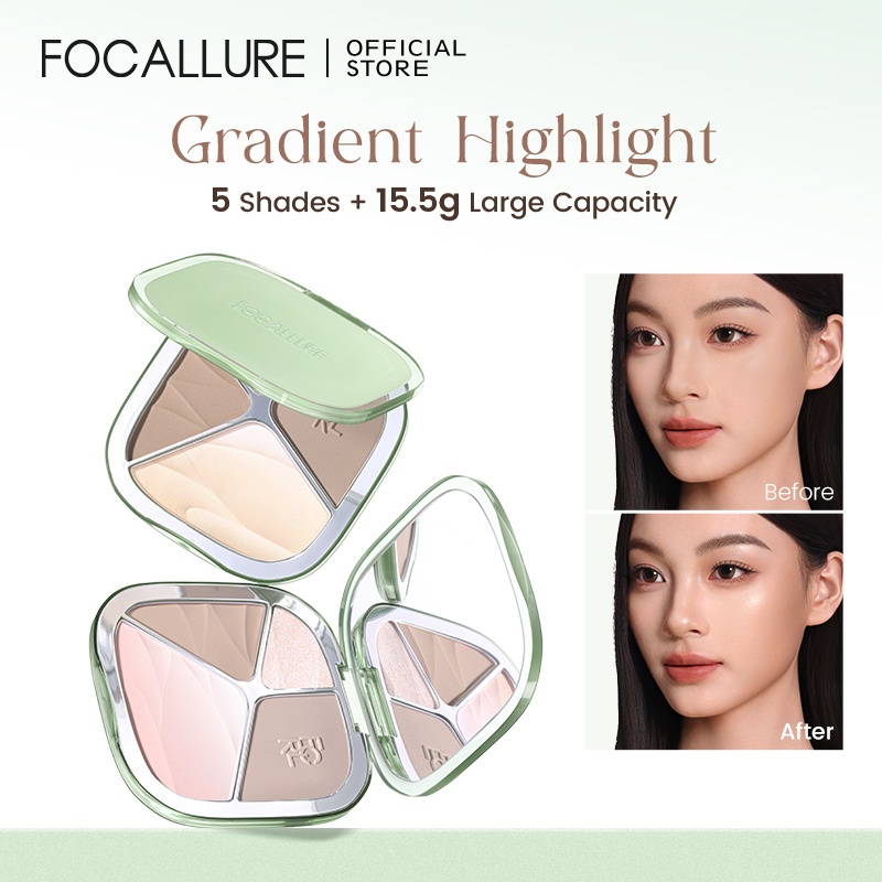 FOCALLURE Gradient Highlighter Contour Palette Matte Contour Palette Face Highlighting Nose Shadow Blush ธรรมชาติยาวนานกันน้ําเริ่มต้น FA-F86