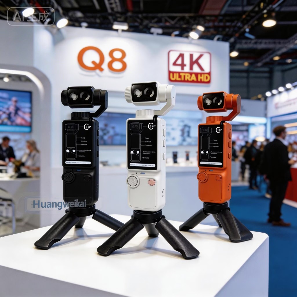 2026 พรีเมี่ยมต้นฉบับ Q8 2.5K กล้องแอคชั่นมือถือพร้อมโฟกัสอัตโนมัติและเติมแสงกระเป๋ากล้องสําหรับ Vlo