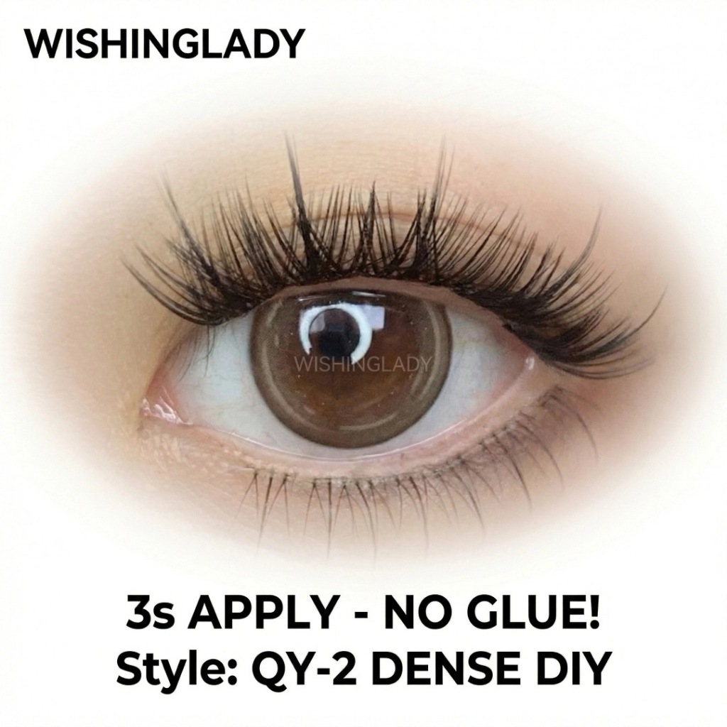 QY-2 WISHINGLADY DIY Self-Adhesive Cluster Lashes | ลุควอลลุ่มหนา | ไม่มีกาวต้องการ | 3s Quick Apply