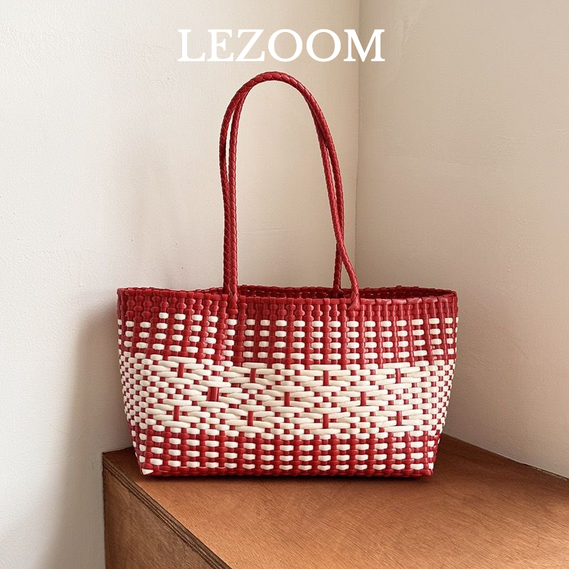 LEZOOM กระเป๋าแฮนด์เมดแบบแฟชั่น สำหรับวันหยุดและชายหาด สไตล์ฝรั่งเศส