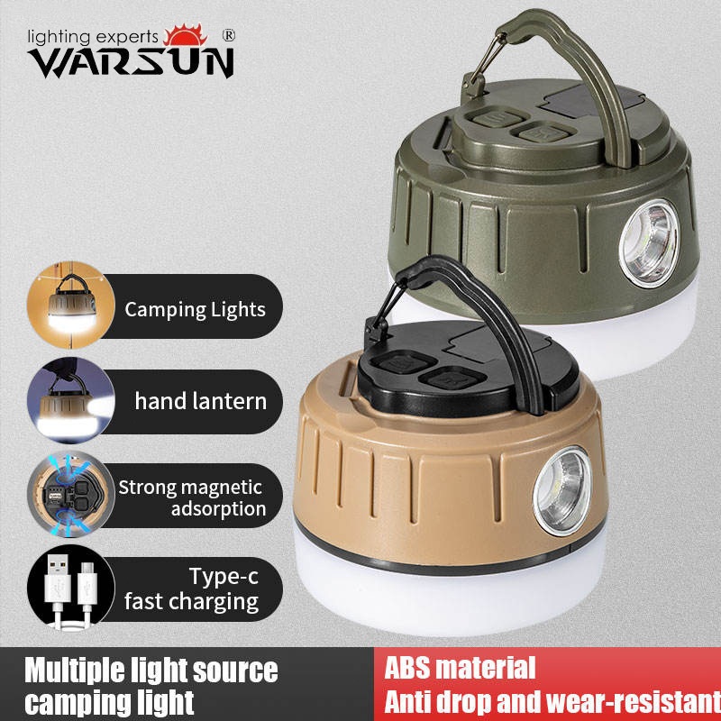 Warsun XQ ไฟแคมป์ปิ้ง LED พร้อมตะขอซ่อนและสวิตช์คู่-5 โหมด, ลดแสงแบบไม่มีขั้นตอน, ชาร์จ USB-C สําหรับเต็นท์, ตกปลา, ฉุกเฉิน, จัดส่งฟรี