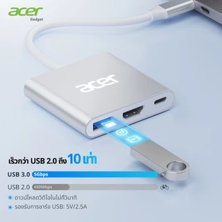 Acer Hub 3-in-1 USB C to HDMI 4K ตัวแปลง Type-C รองรับชาร์จเร็ว 100W PD และ USB 3.0 สำหรับ MacBook, Laptop, PC วัสดุคุณภาพดี แข็งแรง UC303