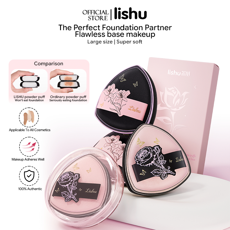 Lishu ชุดพัฟแป้งสีชมพูนุ่มพิเศษพัฟแต่งหน้าใช้แห้ง/เปียก ผิวเนียนเด้ง