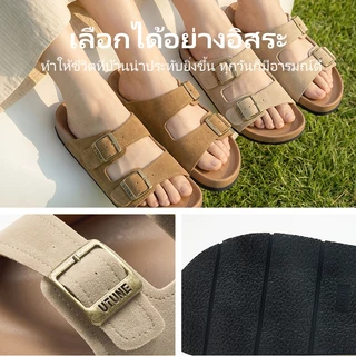 UTUNE รองเท้าแตะสไตล์เบอร์เคน พื้นหนา 3 ซม. รองเท้าแบบสวม ครึ่งส้น หัวปิด ซัพพอร์ตอุ้งเท้า สายปรับได้ กันลื่น ใส่สบาย ลุควินเทจ ใส่เที่ยว ใส่ได้ทุกวัน