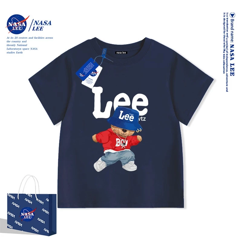 เสื้อยืดเด็ก NASA LEE หมีฮิปฮอปสุดเท่ ตัวการ์ตูนน่ารัก ผ้า Cotton สบายผิว | เสื้อแฟชั่นสำหรับเด็กผู้ชายและเด็กผู้หญิง (หลายสี)