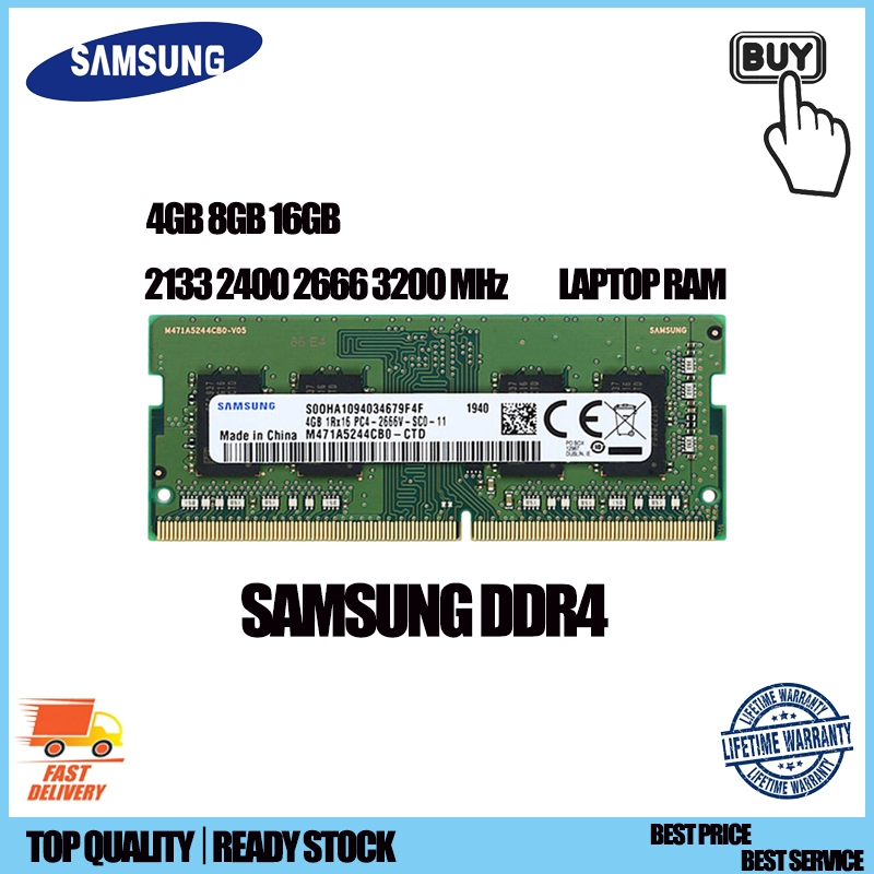 Samsung LAPTOP RAM  DDR4 4GB/8GB/16GB แล็ปท็อป RAM 2133 2400 2666 3200 MHz SODIMM หน่วยความจําสําหรั