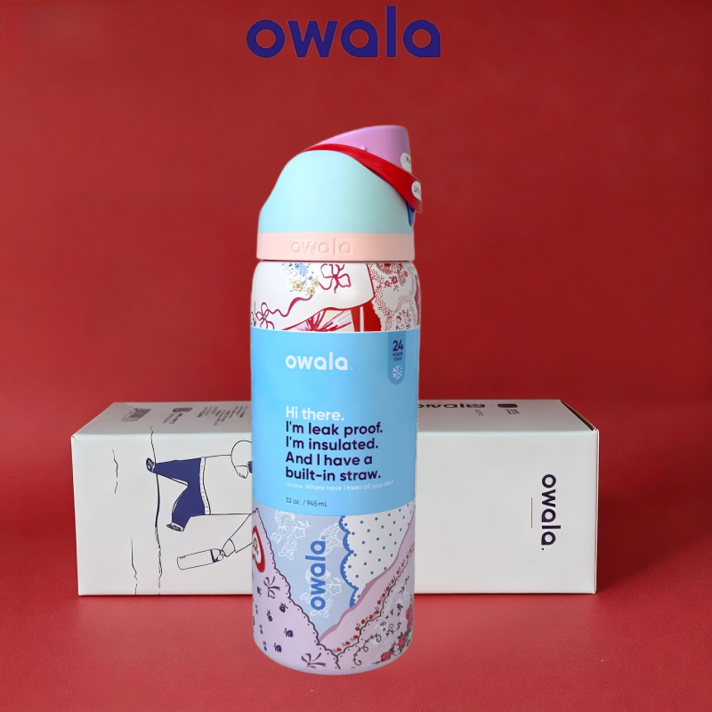 Owala FreeSip 24oz/32oz สแตนเลส Double-Wall ขวดน้ําฉนวน Bpa ฟรี – ฉนวนสูญญากาศสําหรับเล่นกีฬา ยิม เดินป่า กลางแจ้ง