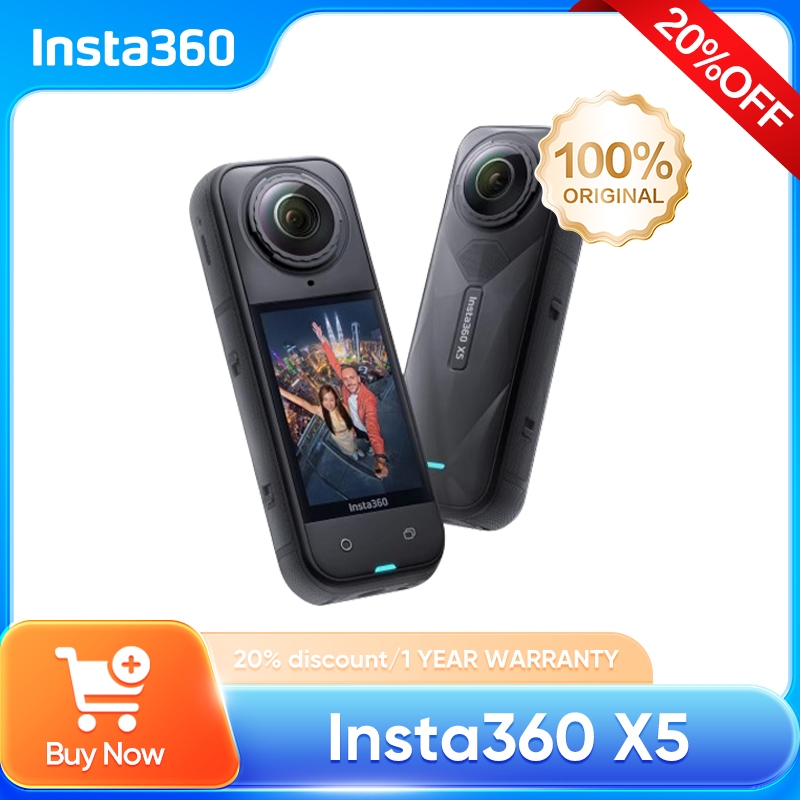 Insta360 X5 360 Action กล้อง 2025 ใหม่ 8K 30fps เปลี่ยนเลนส์ Triple AI ชิป Superior Low Light 185 Mi