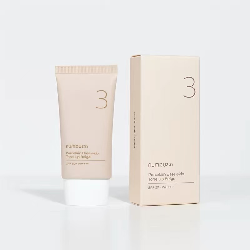 Numbuzin No.3 Porcelain Base-skip Tone Up Beige Tinted Sunscreen SPF50+ PA++++ 50ml