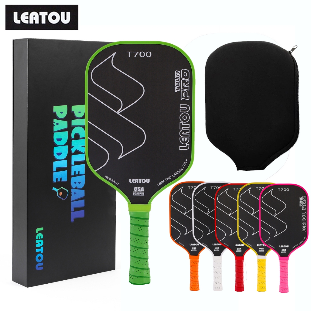 LEATOU TOUR PRO Pickleball Paddle T700 ปิงปองพัฟด์คาร์บอนไฟเบอร์ พื้นผิว 16 มม. เพื่อการควบคุมและการหมุนที่เหนือกว่า