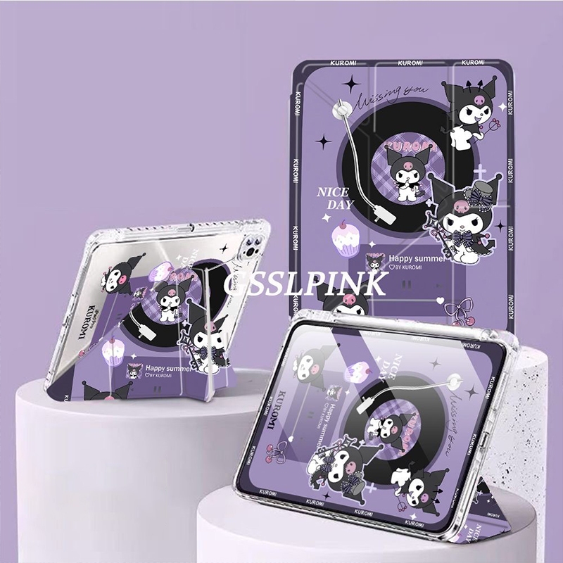 [Kuromi]เคสสําหรับiPad A16 Gen11 Air8 M4 2026 7 M3 2025 Pro 11 Air 6 5 4 10.9 Gen10 Gen9 Gen8 Gen7 10.2 บันทึกTPUกันกระแทกพร้อมช่องดินสอ