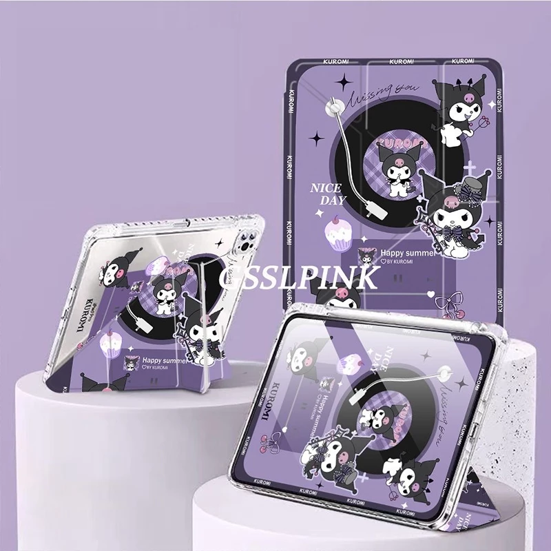 [Kuromi]เคสสําหรับiPad A16 Gen11 Air8 M4 2026 7 M3 2025 Pro 11 Air 6 5 4 10.9 Gen10 Gen9 Gen8 Gen7 10.2 บันทึกTPUกันกระแทกพร้อมช่องดินสอ
