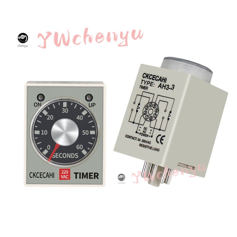 รีเลย์เวลา AH3-2 AH3-3 AC220V DC24V DC12V พร้อมฐาน 100% ใหม่ Mla9 100%