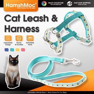 HamshMoc สายรัดแมวดอกไม้และชุดสายจูงปรับสายรัดสัตว์เลี้ยงไนล…