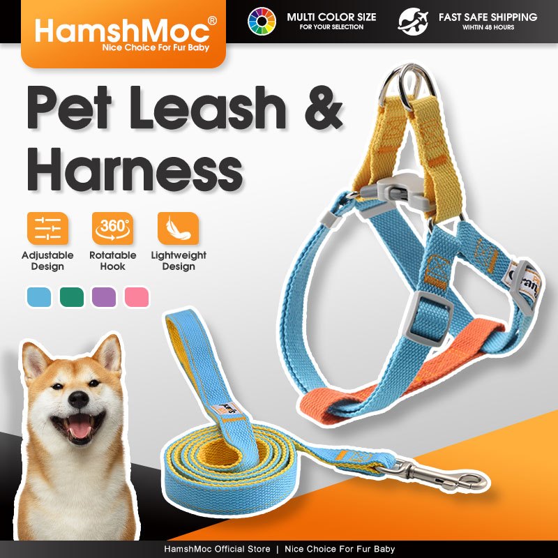 HamshMoc Step In สายรัดสุนัขและสายจูงชุดสายรัดสัตว์เลี้ยงแบบปรับได้สายจูงสุนัขไนลอนนุ่มสําหรับสุนัขขนาดกลางขนาดเล็ก