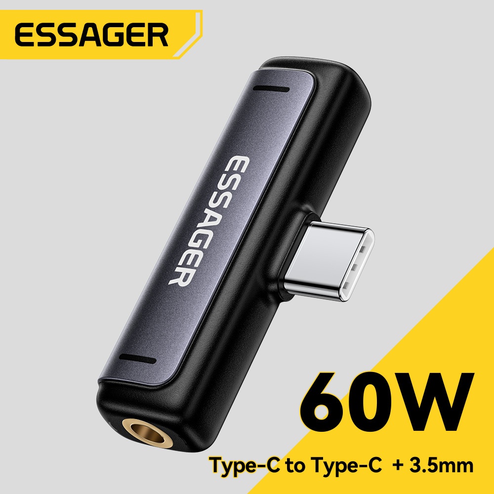 Essager 2-in-1 ชาร์จและอะแดปเตอร์เสียง Type-C ถึง Type-C(ชาร์จ)+3.5mm(เสียง) & Type-C ถึง Type-C(ชาร์จ)+Type-C(เสียง)
