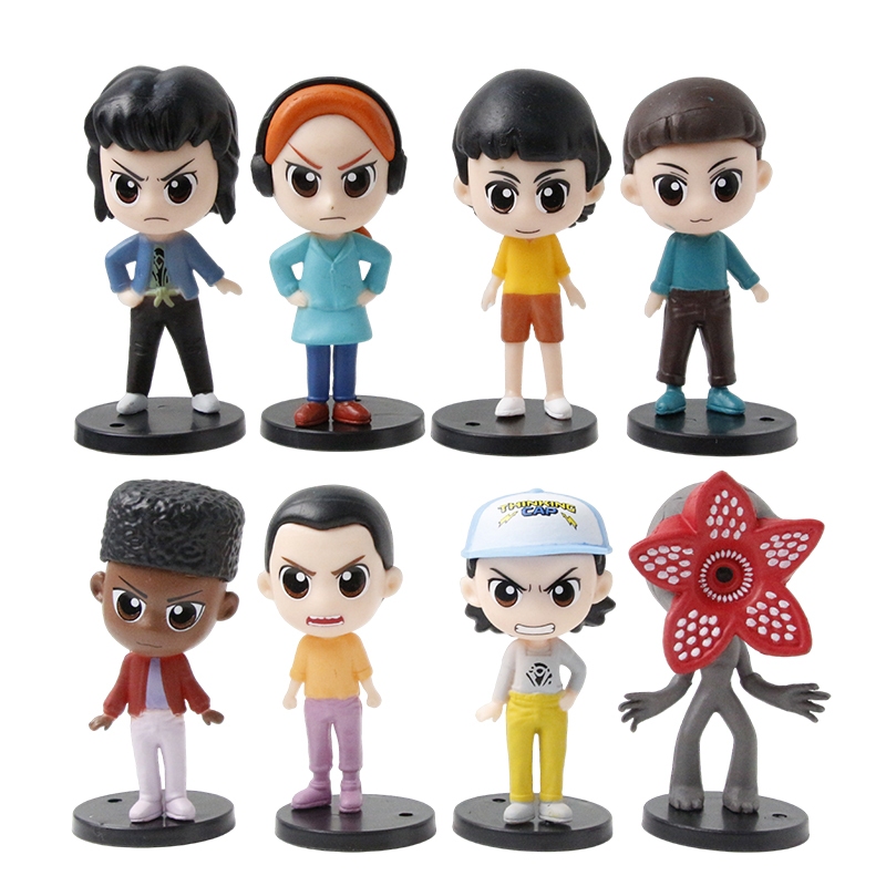 8 ชิ้น/เซ็ต 8 ซม.อะนิเมะคนแปลกหน้าสิ่งที่รุ่น Q ยืนตําแหน่ง Demogorgon Eleven Mike Wheeler PVC Actio