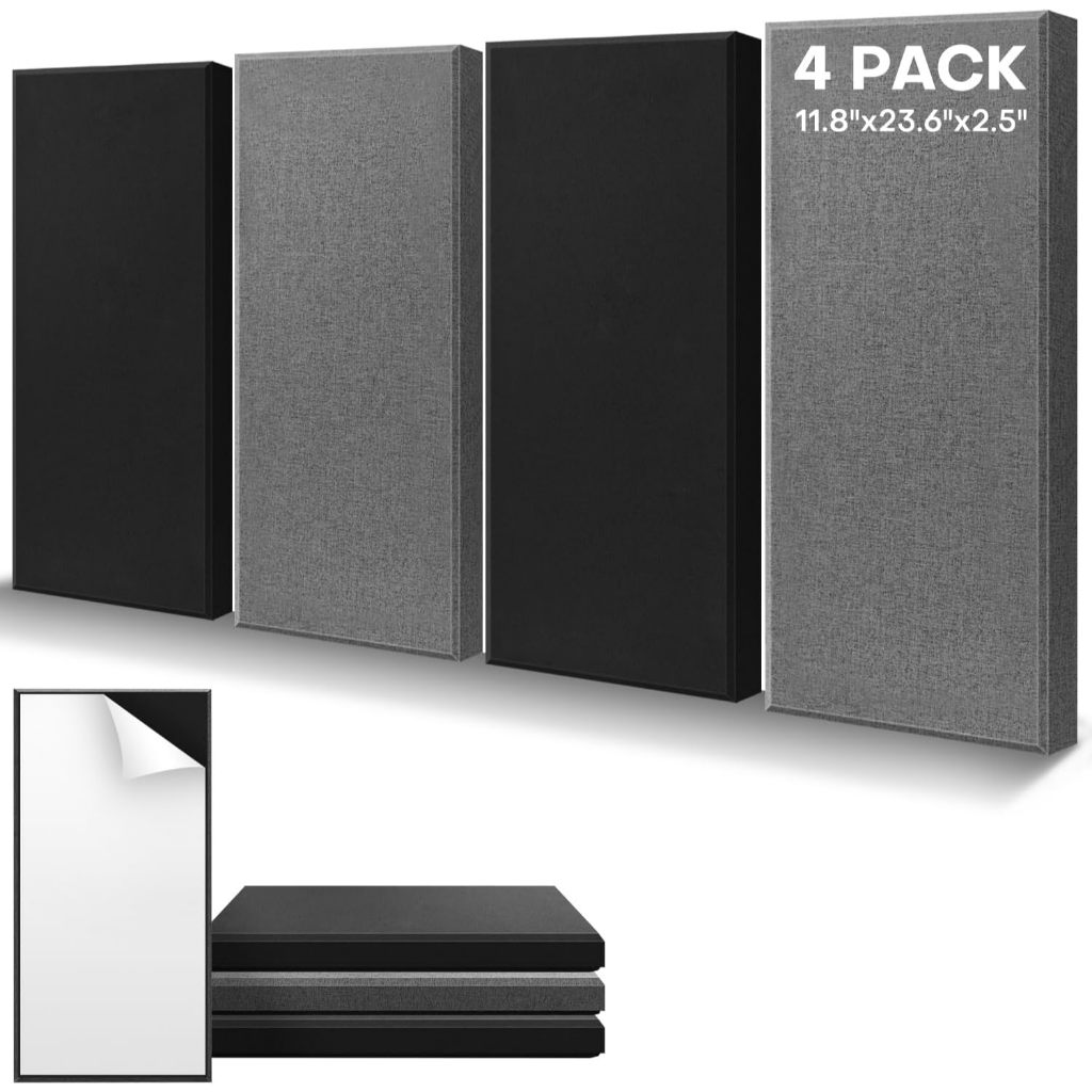 4 ชิ้น/เซ็ต 25 มม.ความหนาไฟเบอร์กลาสแผงอะคูสติก 30x60x2.5 ซม.Self-Adhesive Soundproofing Board