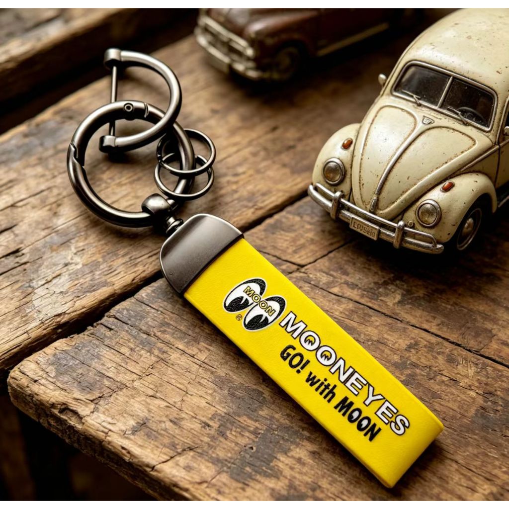 1 PC พิมพ์สองด้านญี่ปุ่น JDM Mooneyes พวงกุญแจรถพวงกุญแจความเร็ว Racing Key Fobs