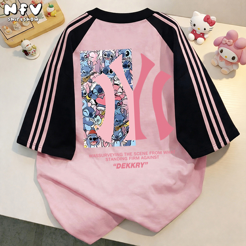 NFV เสื้อยืดแขนสั้น💕คอกลม สไตล์ig ผ้าฝ้าย100% สไตล์อเมริกัน องทรง แบบนิ่ม ใส่สบาย oversize YG1017