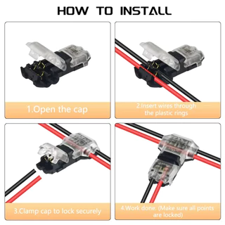 [🇹🇭⚡12hจัดส่ง] 50 ชิ้น T1/T2 Quick Wire Connectors Quick Splice Terminals ไม่มี Crimping, ไม่มีบัดกรีสําหรับ 18-22AWG รถ, เรือและบ้านสายไฟโปร่งใสฉนวน