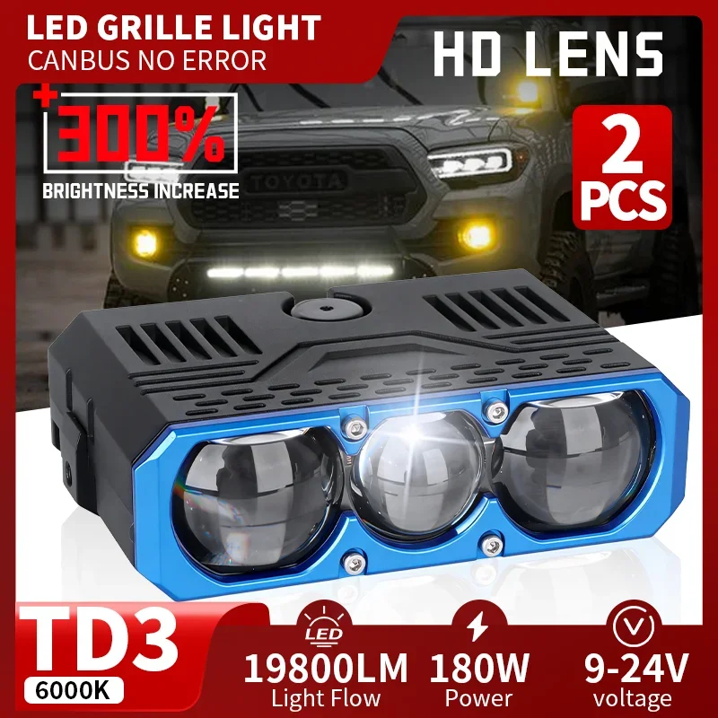 Carolyn Triple เลนส์ LED Spotlight 300W Solenoid Beam Switching LED ไฟหน้า Universal รถรถจักรยานยนต์ Grille Light รถอุปกรณ์เสริม ราคา ถูกที่สุด ดีลบีเคเค แกลเลอรีภาพที่ 3