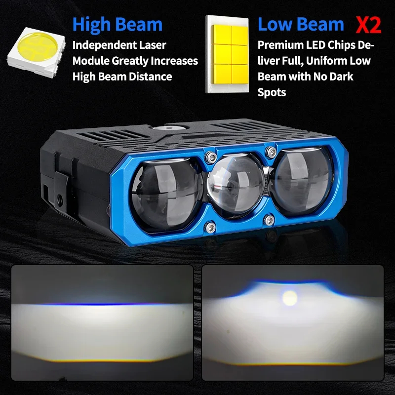 Carolyn Triple เลนส์ LED Spotlight 300W Solenoid Beam Switching LED ไฟหน้า Universal รถรถจักรยานยนต์ Grille Light รถอุปกรณ์เสริม ราคา ถูกที่สุด ดีลบีเคเค แกลเลอรีภาพที่ 4