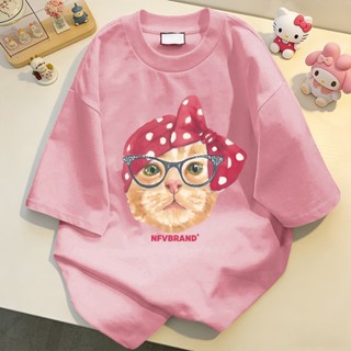 NFV ใหม่ล่าสุด🌟แฟชั่นเกาหลี แขนสั้น คอกลม เสื้อยืด ลายพิมพ์แ…