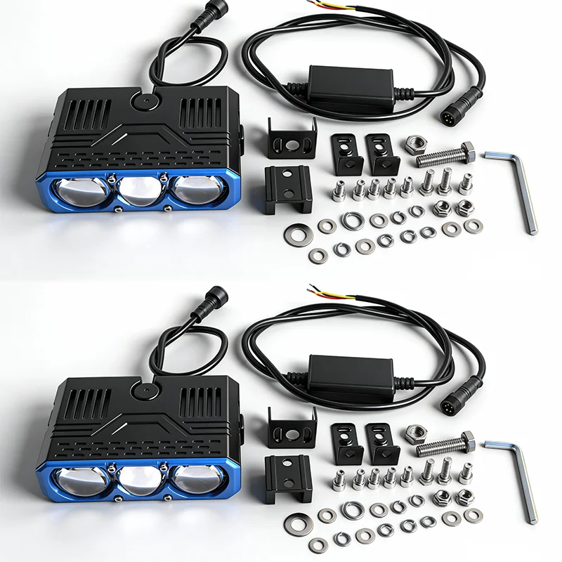 Carolyn Triple เลนส์ LED Spotlight 300W Solenoid Beam Switching LED ไฟหน้า Universal รถรถจักรยานยนต์ Grille Light รถอุปกรณ์เสริม ราคา ถูกที่สุด ดีลบีเคเค แกลเลอรีภาพที่ 8