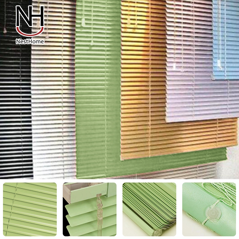 【การลดราคา】มู่ลี่PVCไวนิล ม่านหน้าต่าง มู่ลี่ PVC มู่ลี่ ขนาดใบ 25 มิล สีเขียว (แบบเจาะผนัง)