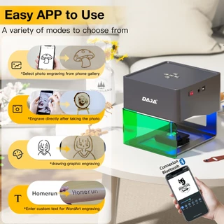 DAJA DJ6 เครื่องแกะสลักเลเซอร์แบบพกพา laser engraver การพิมพ์ตัดอัตโนมัติสําหรับโลหะพิมพ์, อะคริลิค, หนัง, ไม้, ไม้ไผ่และอาหาร