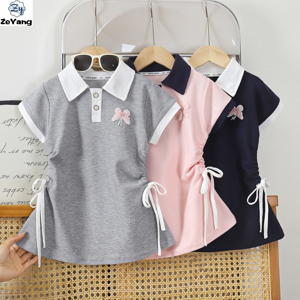 ชุดลำลองหญิง POLO กระโปรง A-line โบว์ สไตล์เจ้าหญิง สำหรับเด็ก